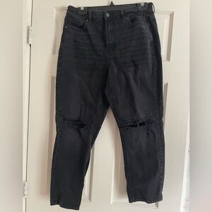 American Eagle Black Destroyed Mom Jean